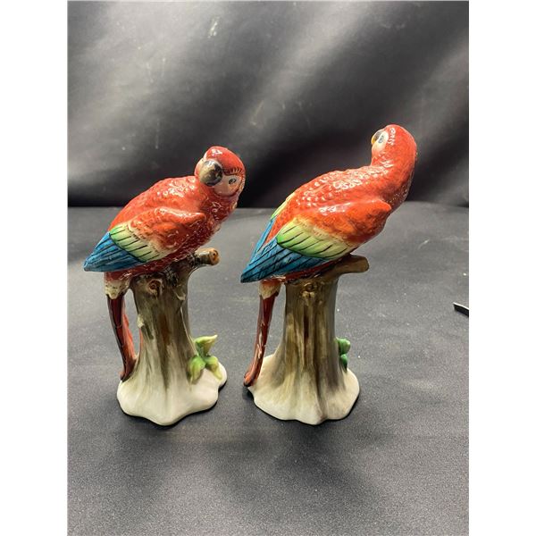 PAIR OF SITZENDORF S POTTERY PARROTS APPROX 5.5 X 2 