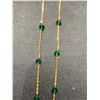 Image 2 : 18K GOLD (STAMPED 750) NECKLACE WITH GREEN BEADS