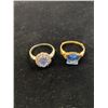 Image 1 : 14K LADIES RING SET WITH BLUE AND WHITE STONES SIZE 6.5 AND 10K LADIES RING SET WITH BLUE STONE