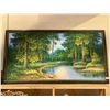 Image 2 : MASSIVE FRAMED OIL ON CANVAS OF FOREST STREAM 99X53-1/2"