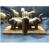 Image 2 : ASSORTED BRASS & WOOD ELEPHANT SCULPTURES & BOOK HOLDERS & BUDDHA CANDLE HOLDER