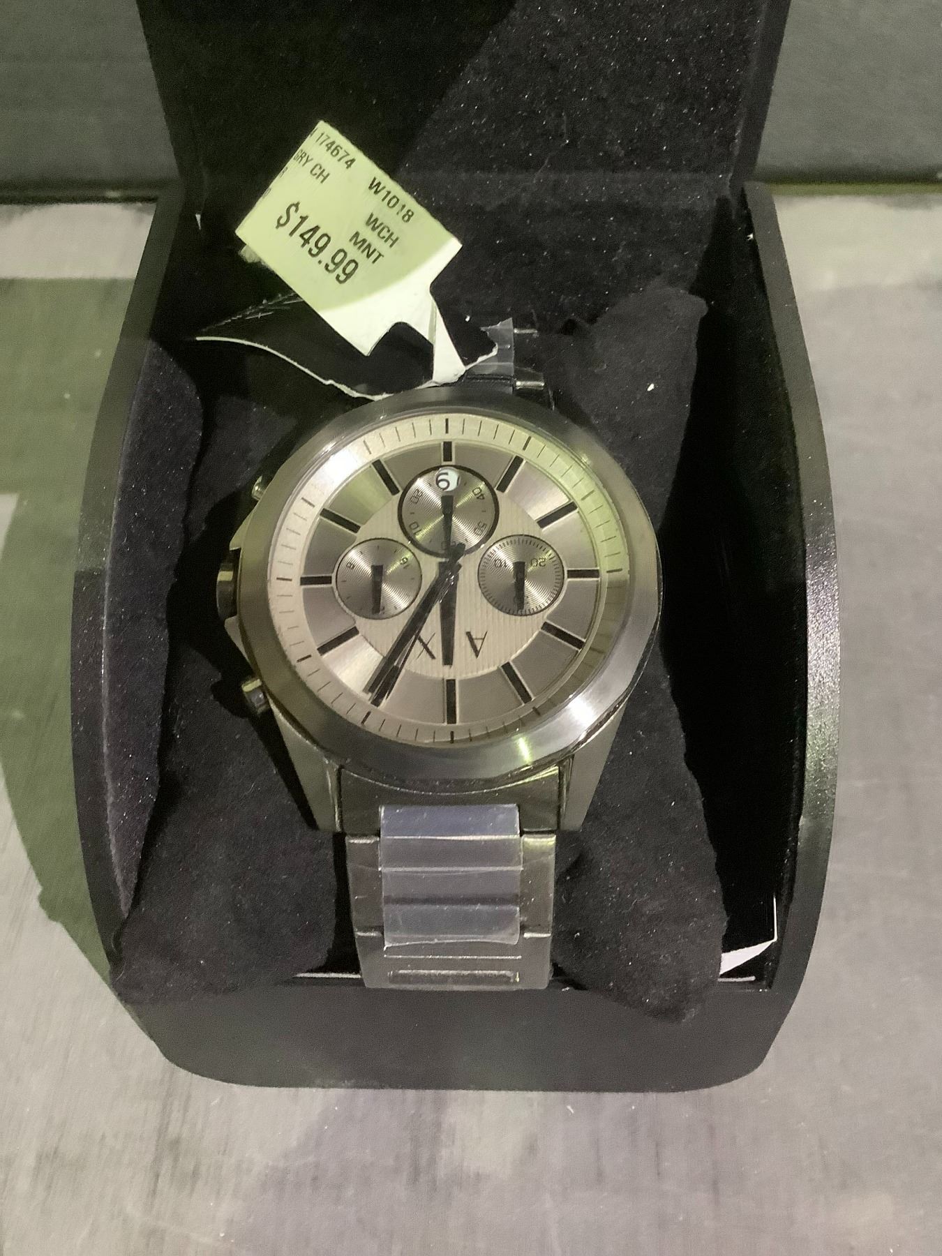 ARMANI EXCHANGE WATCH STAINLESS STEEL AX2603 10 ATM 111708 WITH COA & CASE