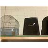 Image 2 : 2 SHELVES OF ASSORTED ANTIQUES INCLUDING; BIRD CAGE, CASH REGISTERS & ASSORTED RECORDS