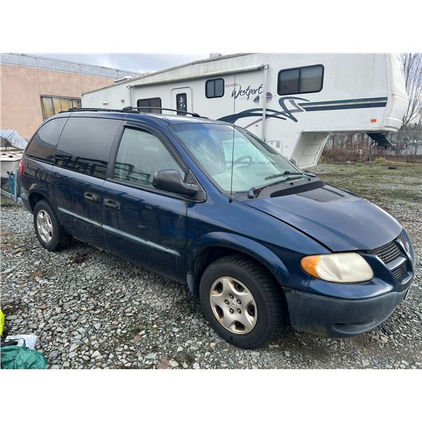 *MUST TOW, NOT SUITABLE FOR TRANSPORTATION* 2002 DODGE CARAVAN, BLUE, 4DRSW, GAS, AUTOMATIC,
