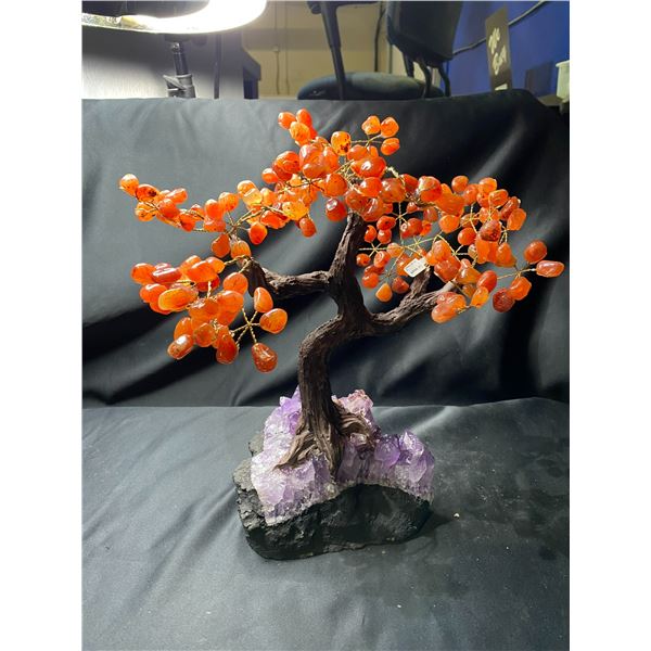 CARNELIAN TREE ON AMETHYST BASE APPROX 16 X 12  RETAIL $2,698