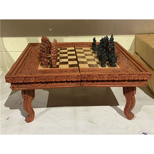100% HAND-CARVED CHESS SET IMPORTED FROM BALI 17X17"
