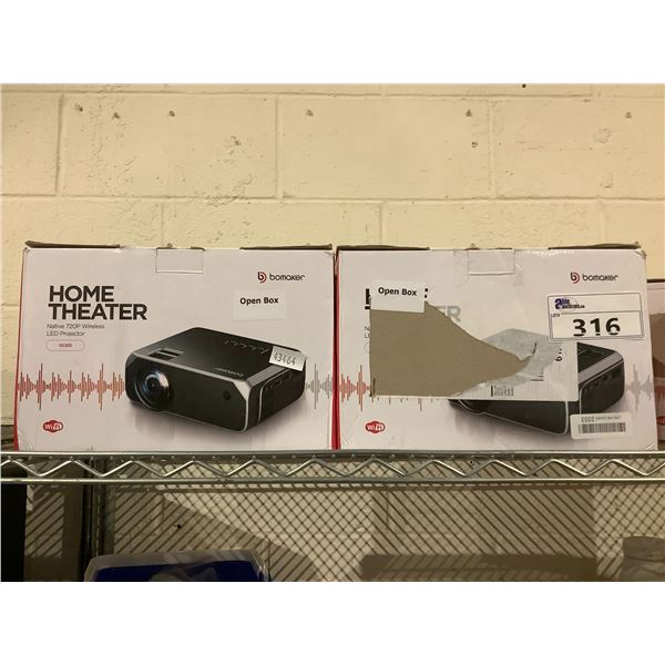 2 BOMAKER HOME THEATER NATIVE 720P WIRELESS LED PROJECTORS