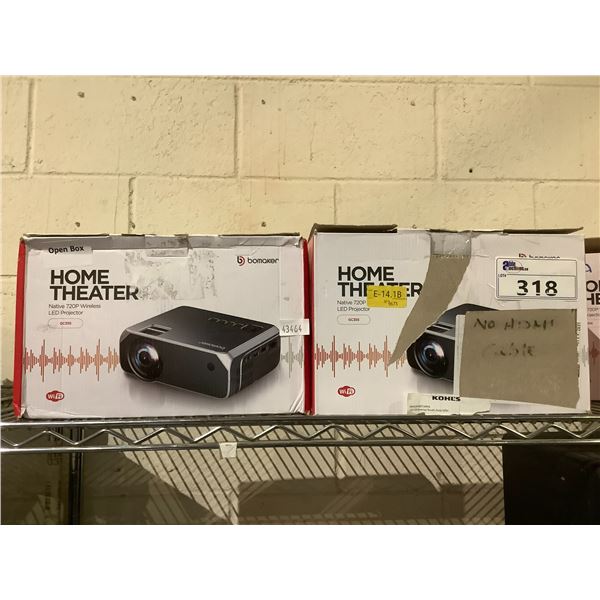 2 BOMAKER HOME THEATER NATIVE 720P WIRELESS LED PROJECTORS