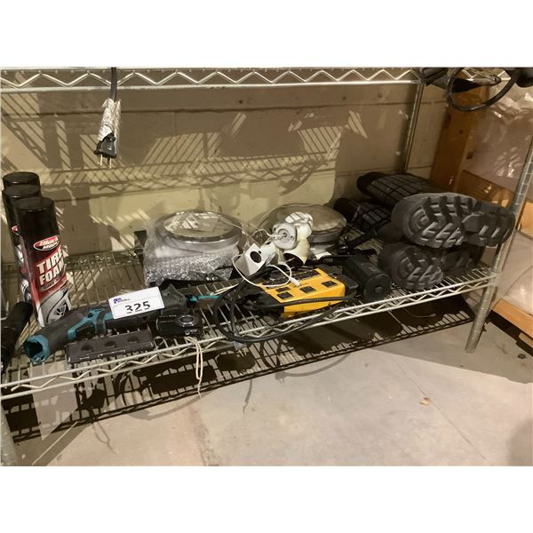 ASSORTED ITEMS INCLUDING; STEEL TOED RUBBER BOOTS SIZE 42, WALL CLOCKS, SECURITY CAMERAS & MORE