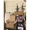 Image 2 : ASSORTED ITEMS INCLUDING; METAL BIRDS, WOOD DOG, FAUX PLANTS & MORE