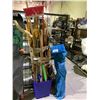 Image 1 : ASSORTED WALKING STICKS & GARDEN TOOLS & FOLDING CAMPING CHAIR