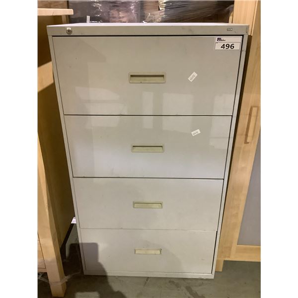 4 DRAWER FILING CABINET 30X19X53" WITH CONTENTS INCLUDING; DOOR BUZZER SYSTEM & LIGHT RAIL PARTS