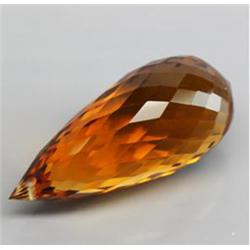 19.1ct Briolette Red Orange Citrine Elegant (GEM-16370)