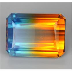 28.0ct Emerald Cut Golden & Blue Citrine Rare Unheated (GEM-16391)