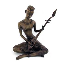 Bronze Thai Musician Playing Mandolin (ANT-859)
