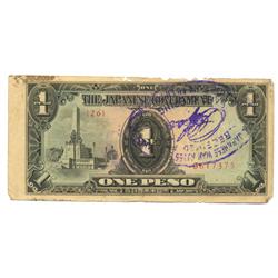 1944 WW2 Japanese Occupation 1 Pesos (COI-1028)