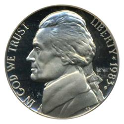 1983S Jefferson Nickel PROOF Graded PR70 DCAM (COI-4415)