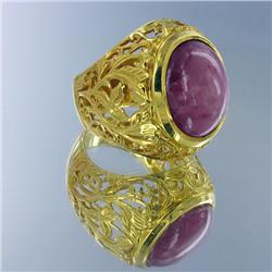 23k Solid Yellow Gold Mens Star Ruby Ring 18 grams (JEW-1437)