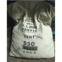 1964D RARE Lincoln Cent Mint Bag of 5000 Choice/GEM Uncirculated (COI-5280)