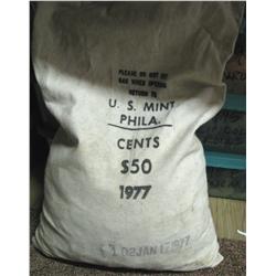 1977P RARE Lincoln Cent Mint Bag of 5000 Choice/GEM Uncirculated (COI-5283)