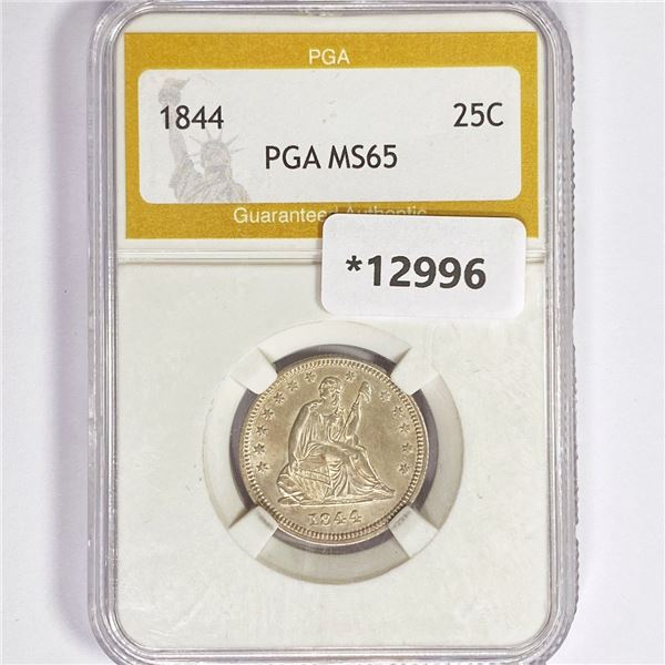 1844 Seated Liberty Quarter PGA MS65