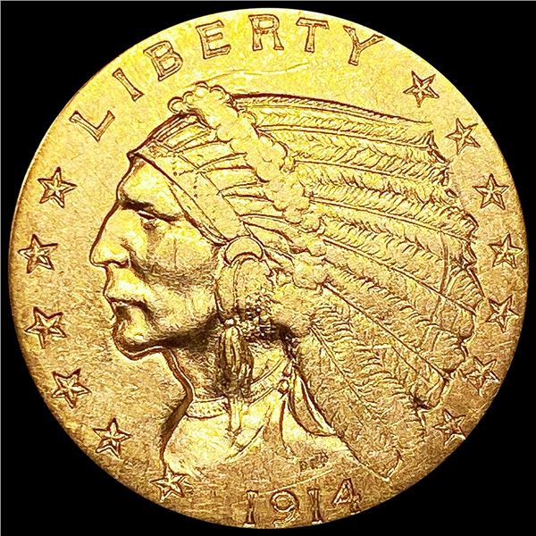 1914-D $2.50 Gold Quarter Eagle NEAR UNC