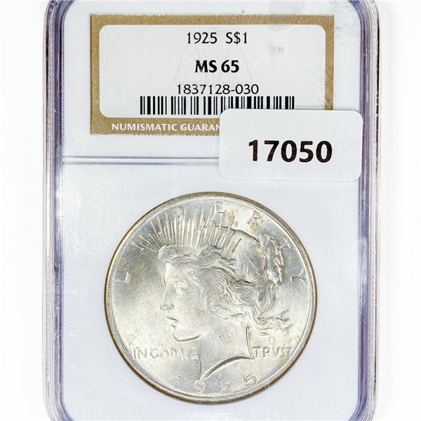 1925 Silver Peace Dollar NGC MS65