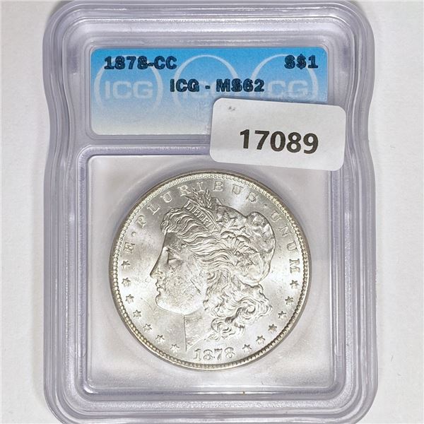 1878-CC Morgan Silver Dollar ICG MS62