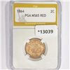 Image 1 : 1864 Two Cent Piece PGA MS65 RED