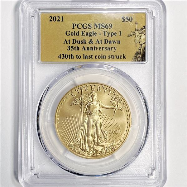 2021 $50 1oz A.G.E. PCGS MS69 35th Anniv