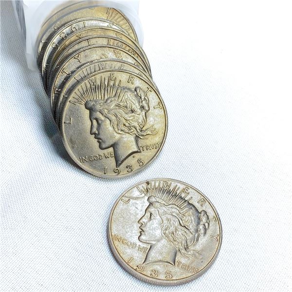 1935-S Peace Silver Dollar Roll (8 Coins) BU