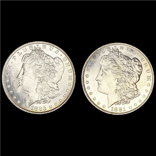 (2) Morgan Dollars (1881-O, 1883) UNCIRCULATED