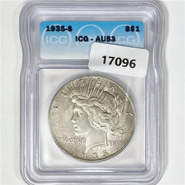 1935-S Silver Peace Dollar ICG AU53