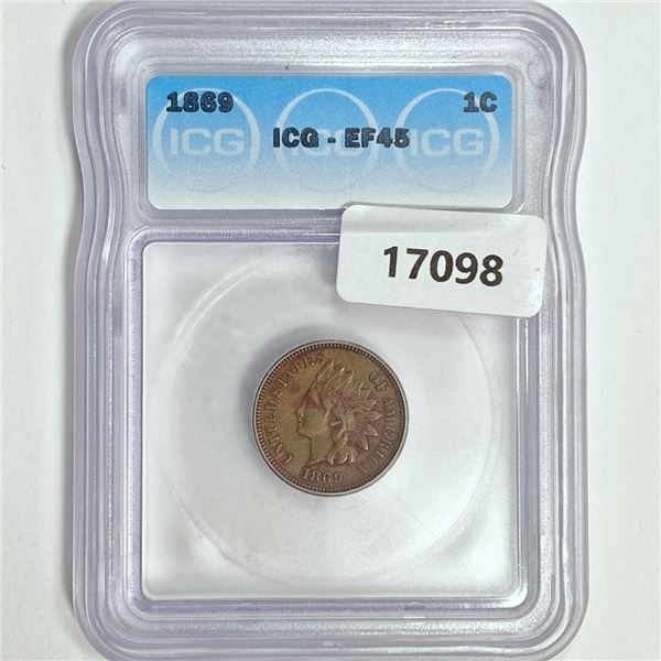 1869 Indian Head Cent ICG EF45