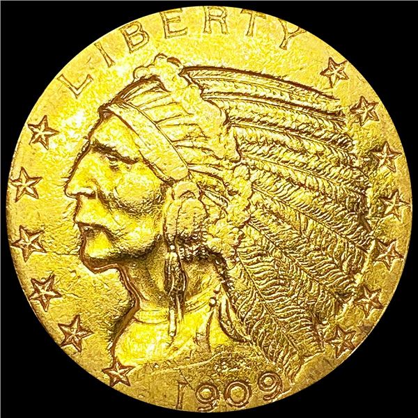 1909 $5 Gold Half Eagle CLOSELY UNCIRCULATED