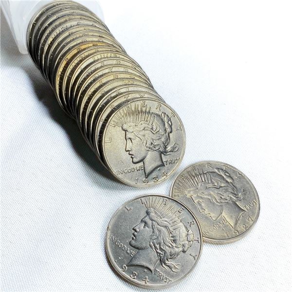 1927-1935 Peace Silver Dollar Roll (20 Coins) BU