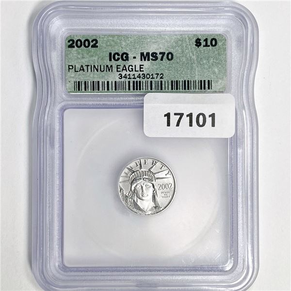 2002 $10 1/10oz American Platinum Eagle ICG M70