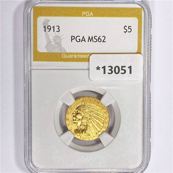 1913 $5 Gold Half Eagle PGA MS62