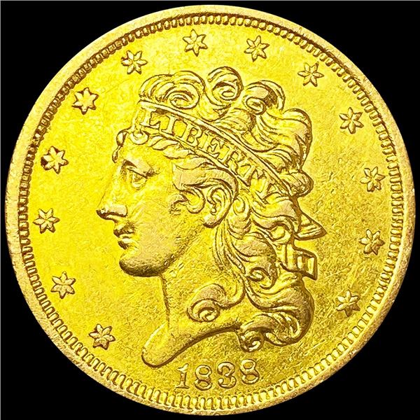 1838 $5 Gold Half Eagle CLOSELY UNCIRCULATED