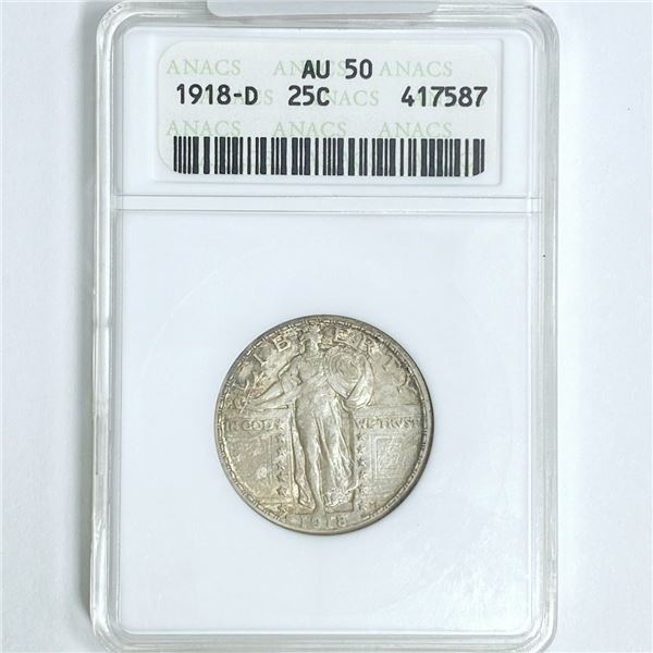 1918-D Standing Liberty Quarter ANACS AU50