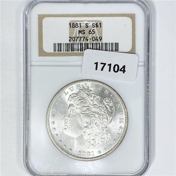 1881-S Morgan Silver Dollar NGC MS65