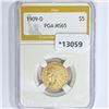 Image 1 : 1909-D $5 Gold Half Eagle PGA MS65