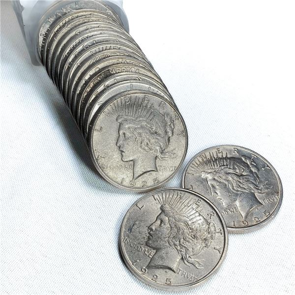 1925-S Peace Silver Dollar Roll (15 Coins) BU