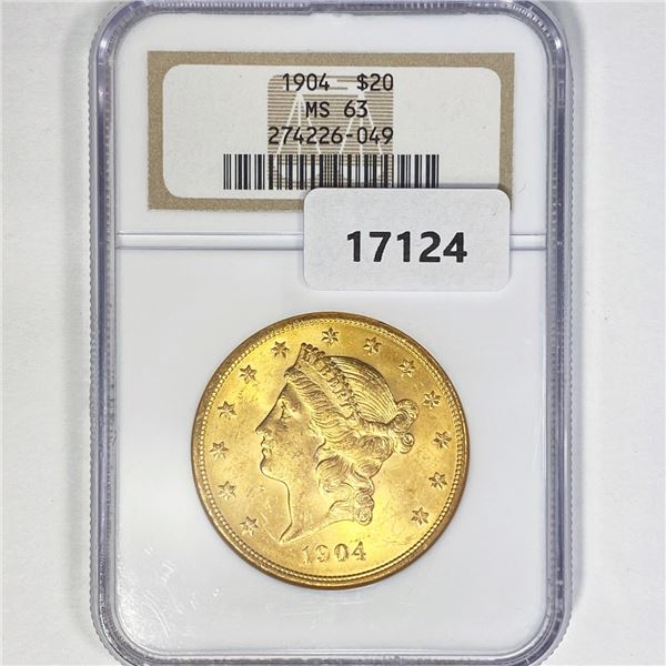 1904 $20 Gold Double Eagle NGC MS63