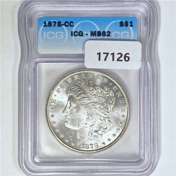 1878-CC Morgan Silver Dollar ICG MS62