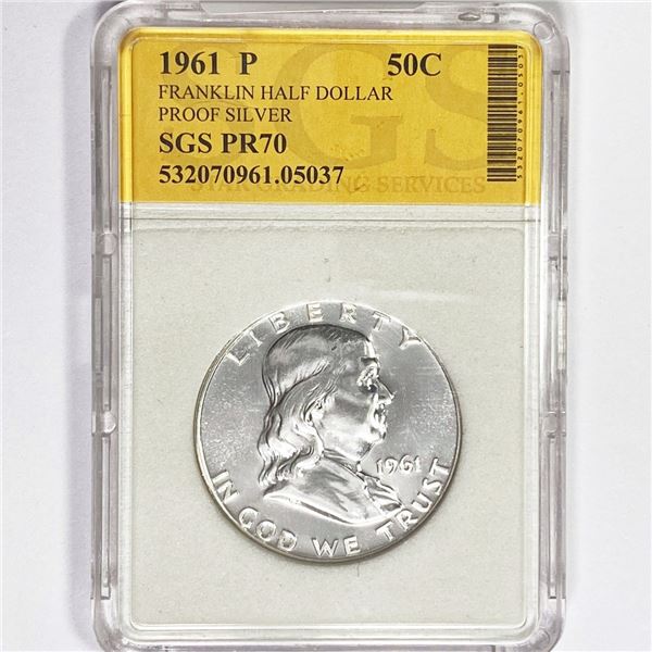 1961 P Franklin Half Dollar SGS PR70
