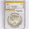 Image 1 : 1921 Silver Peace Dollar PGA MS63 High Relief