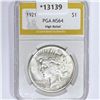 Image 1 : 1921 Silver Peace Dollar PGA MS64 High Relief