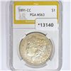 Image 1 : 1891-CC Morgan Silver Dollar PGA MS63