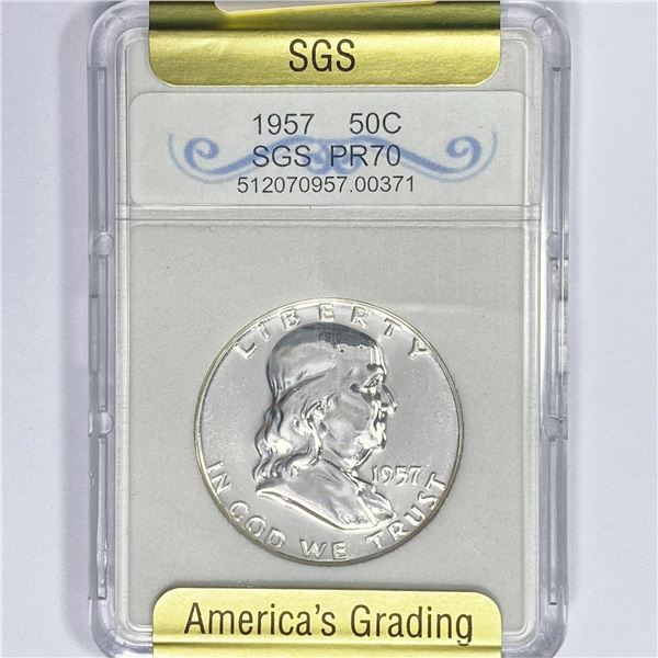 1957 Franklin Half Dollar SGS PR70